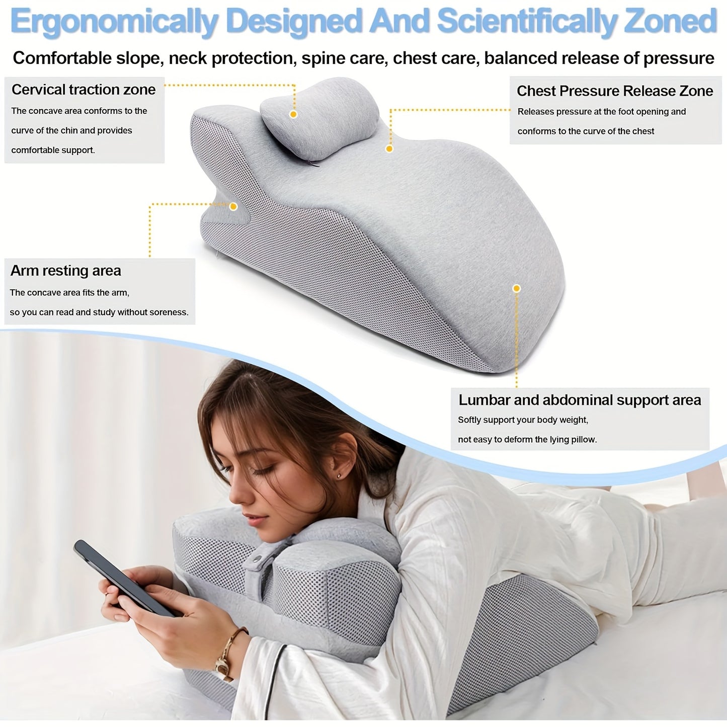 CloudRest Ergonomic Lounge Pillow – Perfect for Rest, Reading, and Relaxing