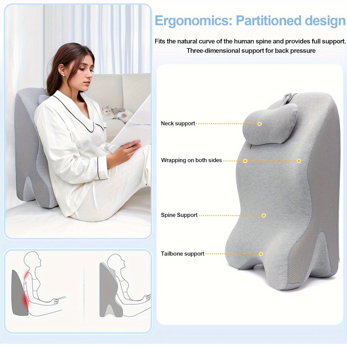 CloudRest Ergonomic Lounge Pillow – Perfect for Rest, Reading, and Relaxing