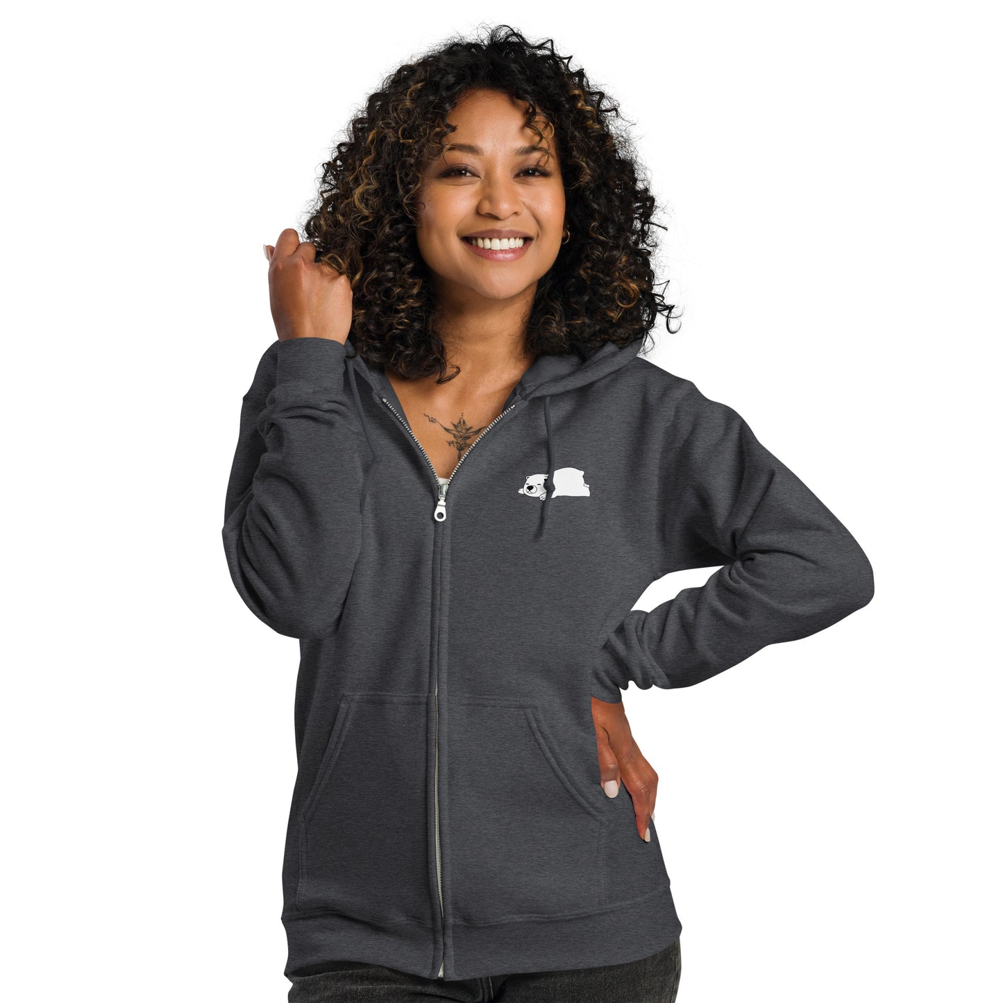 Cozy Comfi Unisex heavy zip hoodie - Hleepy Bear